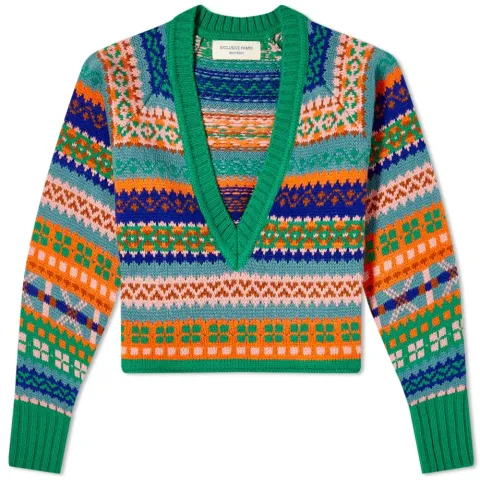 V Neck Fairisle Knit