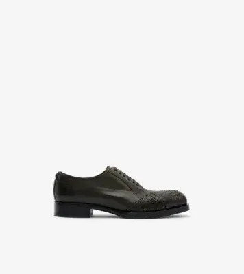 Leather Windermere Oxford Shoes in Khaki green melange