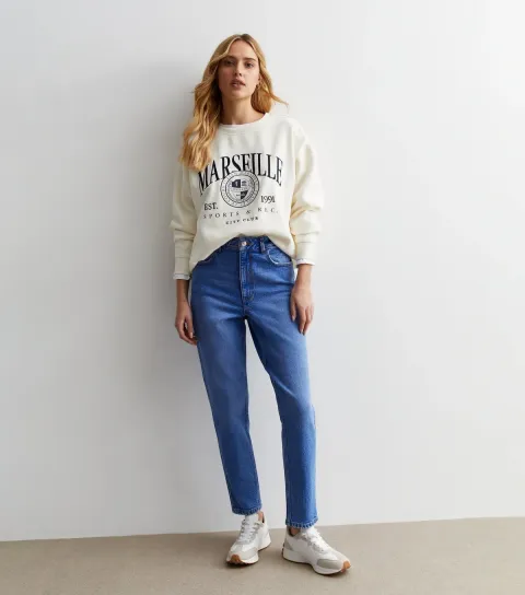 Women's Bright Blue Waist Enhance Tori Mom Jeans
