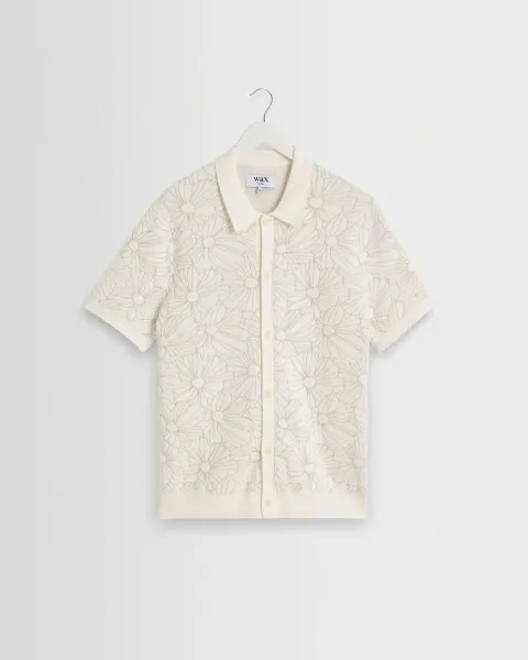 Tellaro - Ecru Flower Jacquard Shirt