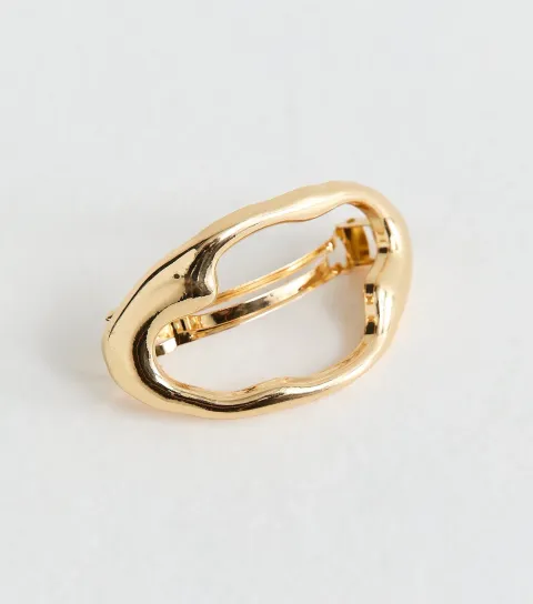 Gold Tone Metal Abstract Oval Hair clip