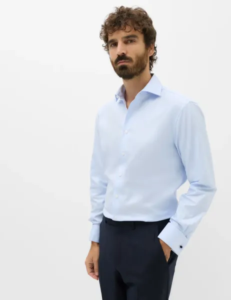 M&S SARTORIAL Regular Fit Luxury Cotton Double Cuff Twill Shirt Blue