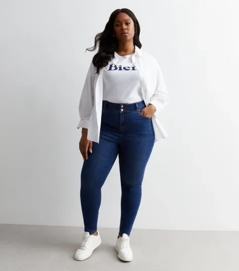 Women's Plus Size Blue Lift & Shape High Waist Yazmin Skinny Jeans Curves