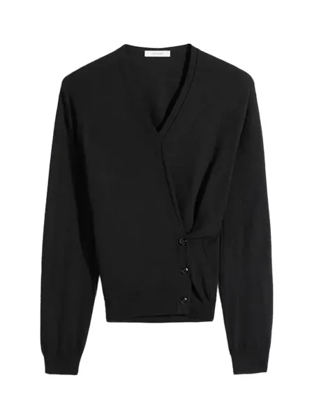 Twisted V Neck Jumper Black