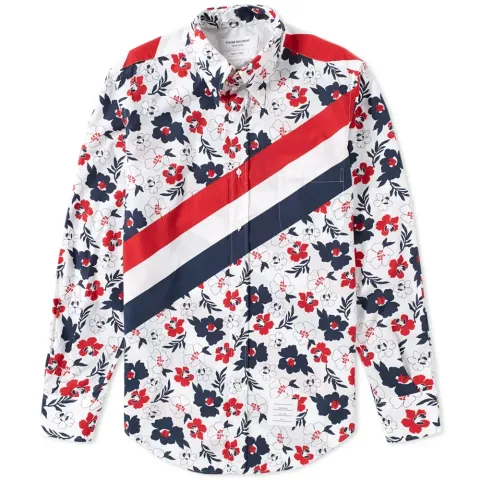 Diagonal Stripe Floral Shirt