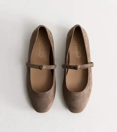 Women's Wide Fit Light Brown Faux Suede Knot Mary Jane Pumps Vegan