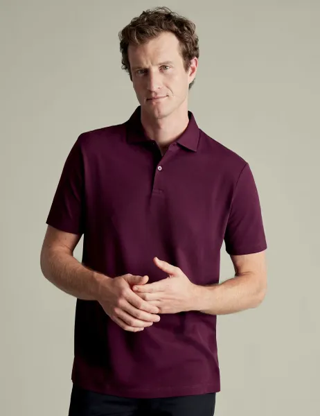 Charles Tyrwhitt Cotton Rich Pique Polo Shirt Burgundy