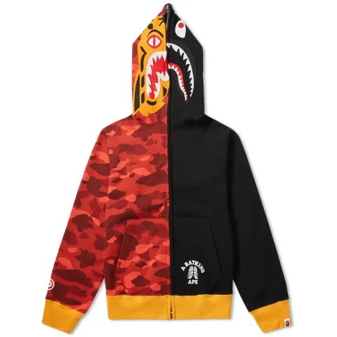 Colour Camo Tiger Shark Zip Hoodie