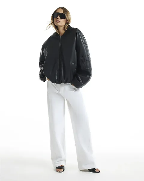 River Island Faux Leather Bomber Jacket