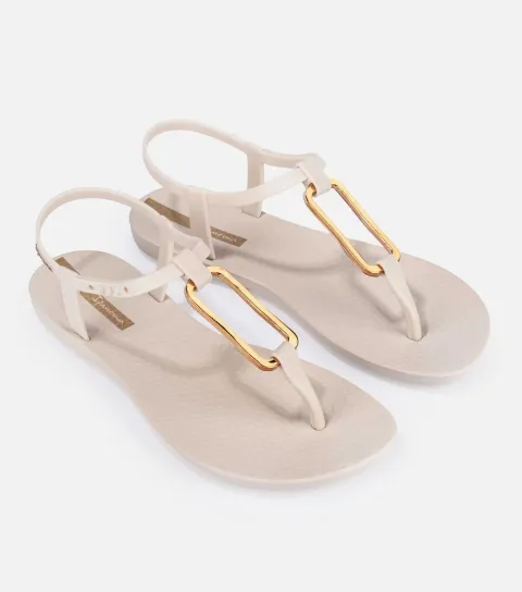 Women's Oatmeal Class Modern Flat Sandals