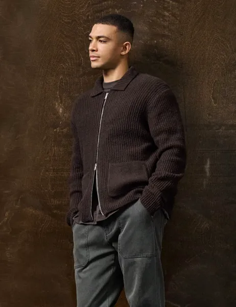 Only & Sons Long Sleeve Cable Knit Zip Cardigan