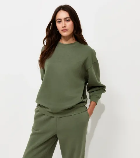 New Look Women's Dark Khaki Cotton Rich Relaxed Sweatshirt