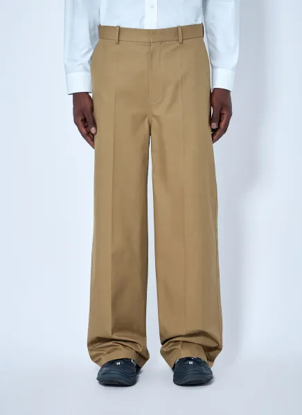 Wide Leg Cotton Chino Pants