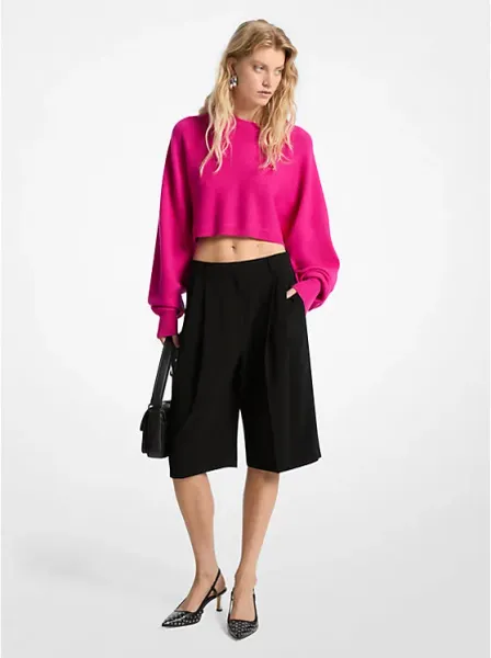 Crepe Pleated Bermuda Shorts