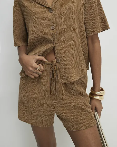 River Island Beige Textured Shorts