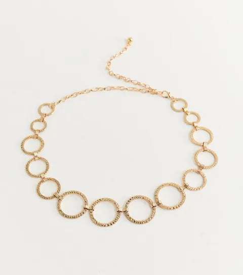 Gold Hammered Circle Chain Belt