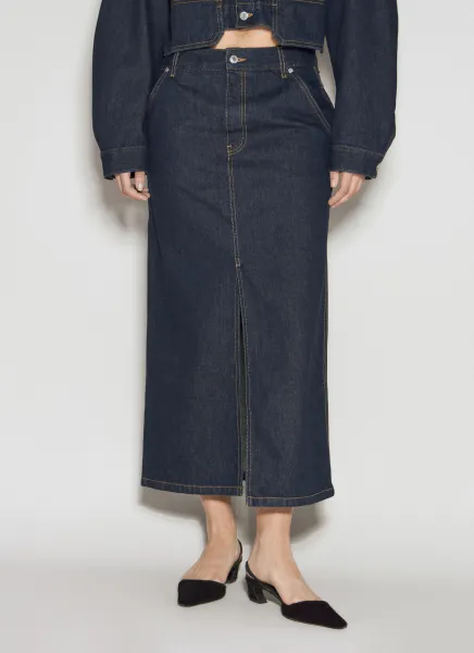 Slit Denim Midi Skirt