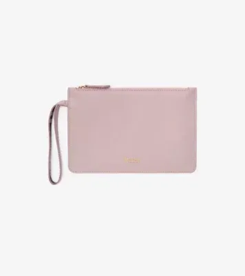 Leather Zip Pouch in Lilac pink