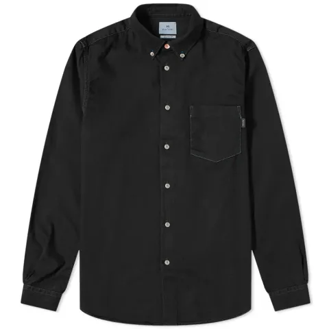 Multi Coloured Stitch Button Down Denim Shirt