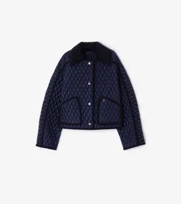 Cropped Quilted Nylon Floriston Jacket in Storm blue