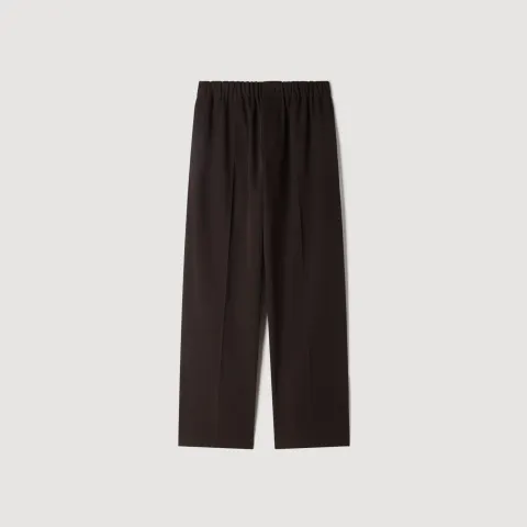 Wide-leg elastic waist trousers