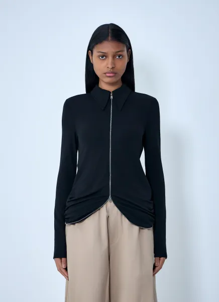 Zip-Front Collared Top