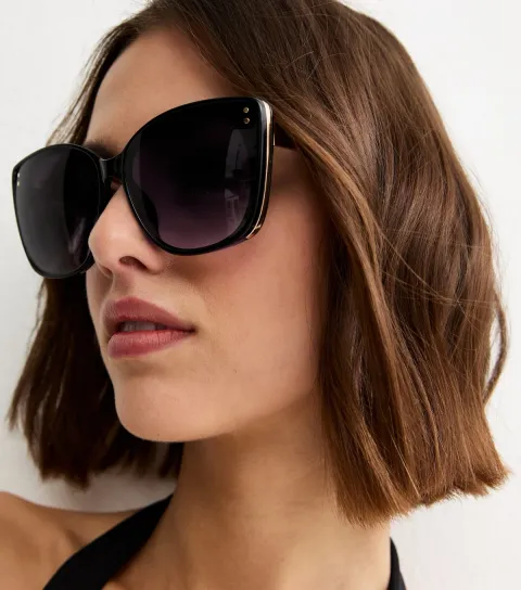 Black Oversized D Frame Sunglasses