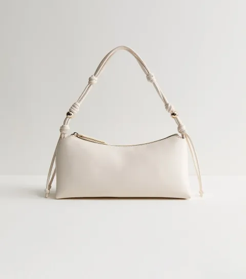 New Look White Faux Leather Knotted Handle Shoulder Bag