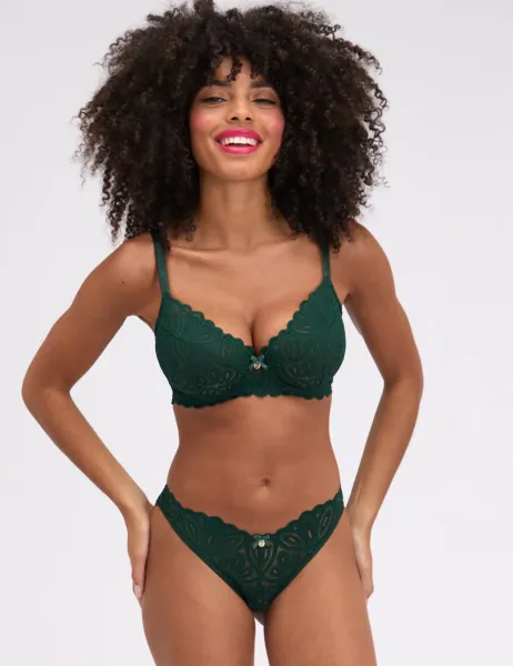 Boux Avenue Carmel Floral Lace Briefs Dark Green