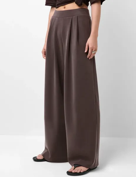 Sweaty Betty Modal Blend Wide Leg Trousers Dark Brown