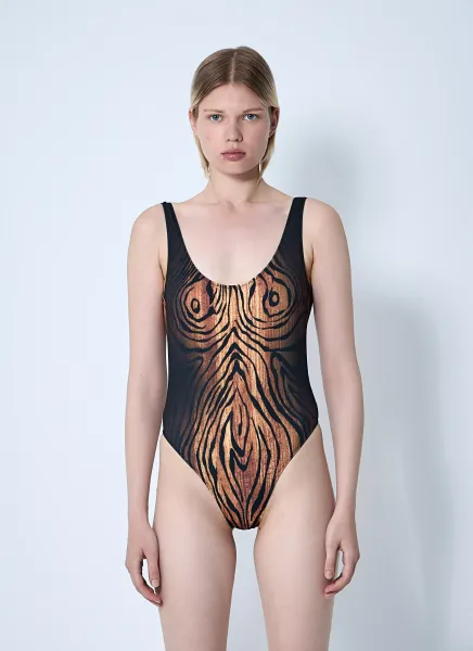 Wood Print Swimsuit