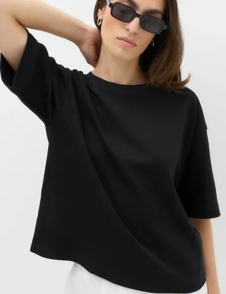 Marks & Spencer Pure Cotton Boxy T-Shirt Black