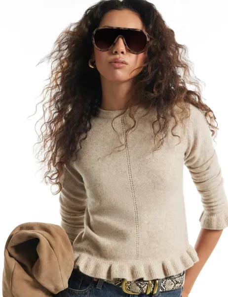 River Island Frill Detail Fitted Jumper