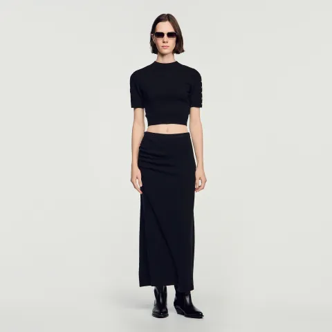 Cropped wool and cashmere jumper