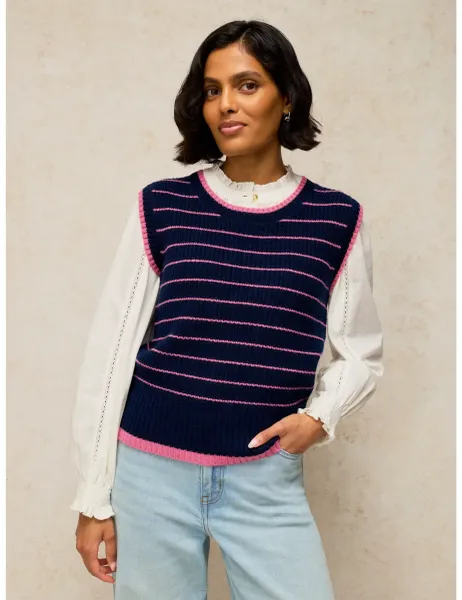 White Stuff Merino Wool Blend Knitted Vest