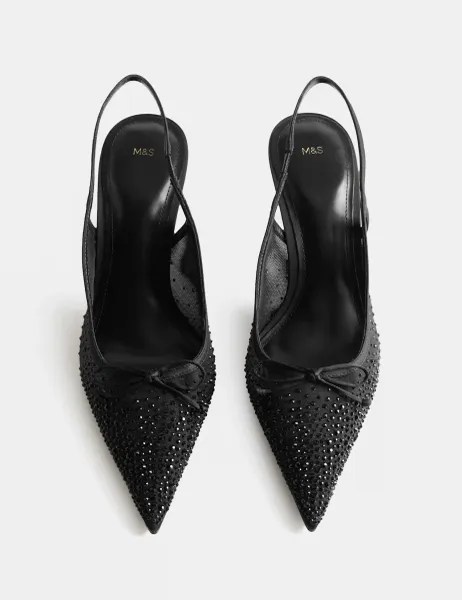 Marks & Spencer Embellished Bow Stiletto Slingback Shoes