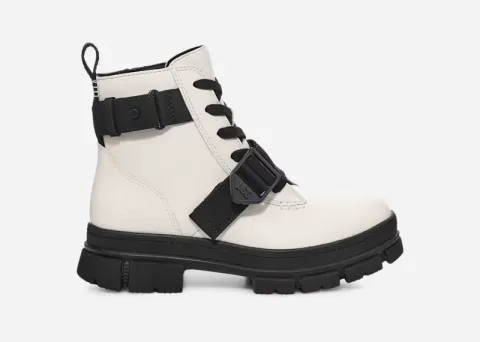 Ashton Lace Up Boot for Women in White, Size 7, Leather/Polyester