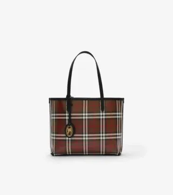 Small Check Tote in Tobacco brown