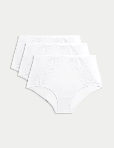 Marks & Spencer 3pk Amelia Lace Full Briefs White