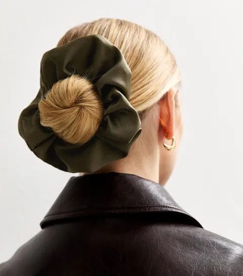 New Look Khaki Satin Scrunchie