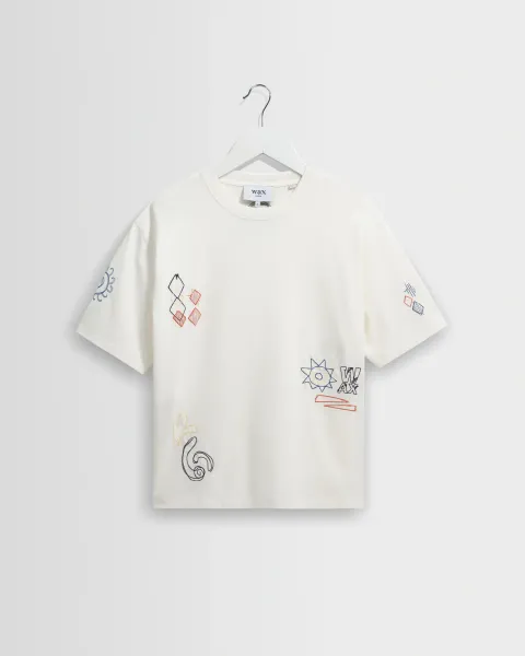 Wax London Milton - Ecru Sun Doodle Organic Cotton Graphic t-Shirt