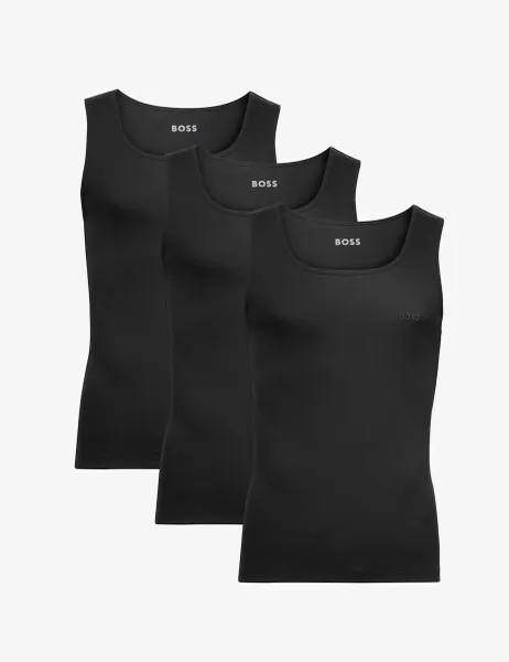 Boss 3 Pack Pure Cotton Vest Tops Black