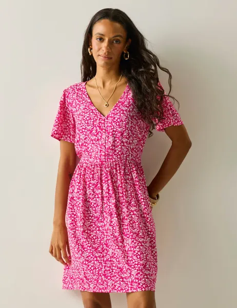 Regatta Tarida Floral V-Neck Knee Length Beach Dress Pink Mix