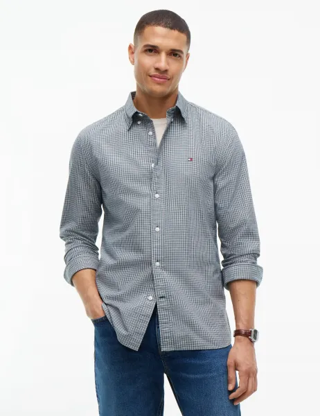 Tommy Hilfiger Pure Cotton Check Oxford Shirt Green Mix