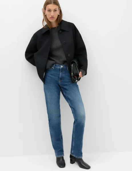 Marks & Spencer Mid Rise Straight Leg Jeans Indigo Mix