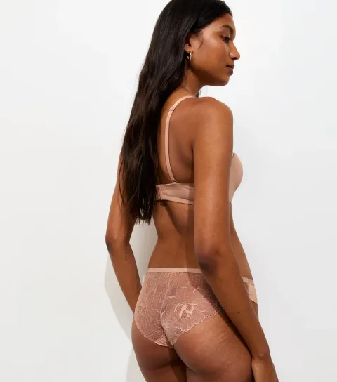 Women's Tan No Vpl Lace Back Brazilian Briefs