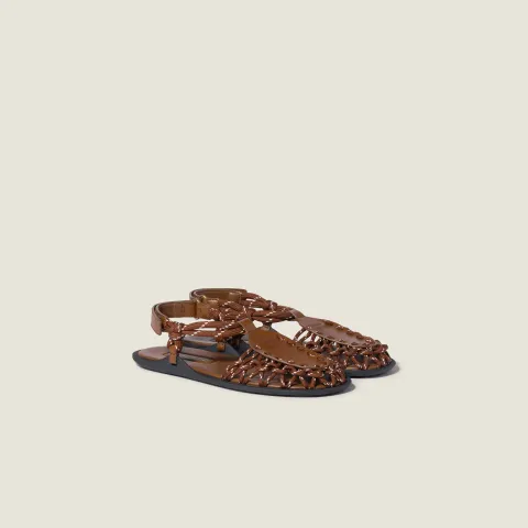 Leather and cord sandals