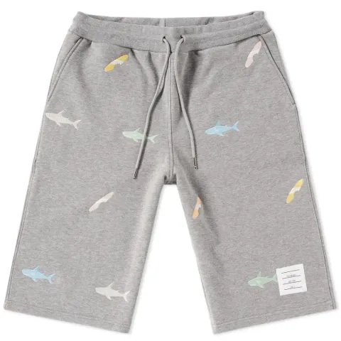 Embroidered Shark & Surfboard Sweat Short