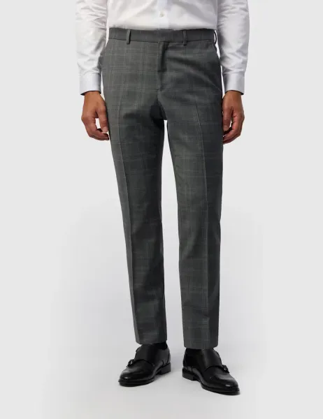 Ted Baker Tailored Fit Wool Blend Check Suit Trousers Grey