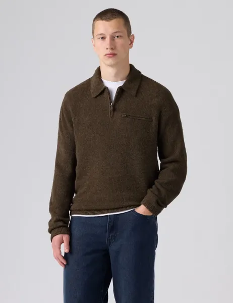 Levi's Levi's Collared Neck Half Zip Jumper with Wool Brown